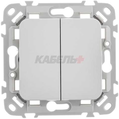 FLITE Выключатель 2-клавишный 10А ВС12-1-0-ФлА алюминий IEK