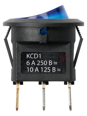 MIRS-101-3-B 250В AC/DC, 1P, 6А, (3с), ON-OFF, черный корпус, синяя клавиша, LED подсв. TDM