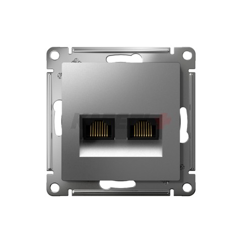 ATLASDESIGN РОЗЕТКА двойная компьютерная RJ45+RJ45 кат. 5e, механизм, СТАЛЬ