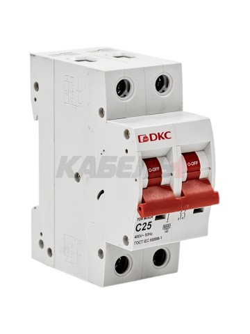 Автоматический выключатель YON max типа MD63N, 6кА, 2 полюса, хар-ка C, 25А DKC