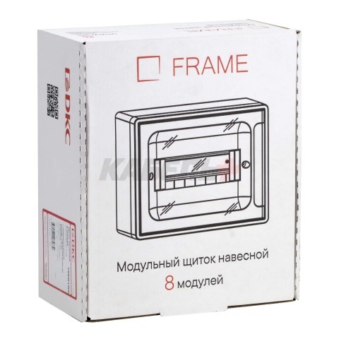 Щиток 8 мод настенный FRAME, белый, с тонированной дверцей, с 2 шинами PEN на 6 и 8 отв.