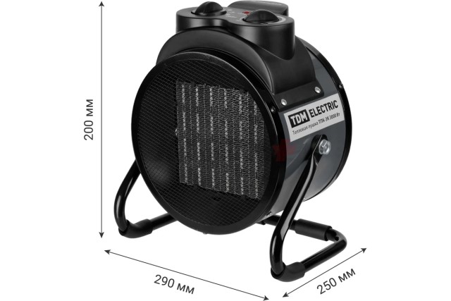Пушка тепловая ТПК-3К, круглый корпус, 3 кВт (1,5/3 кВт), терморег, керам. нагр. элемент, TDM