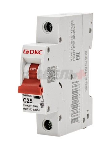 Автоматический выключатель YON max типа MD63S, 4,5кА, 1 полюс, хар-ка C, 25А DKC