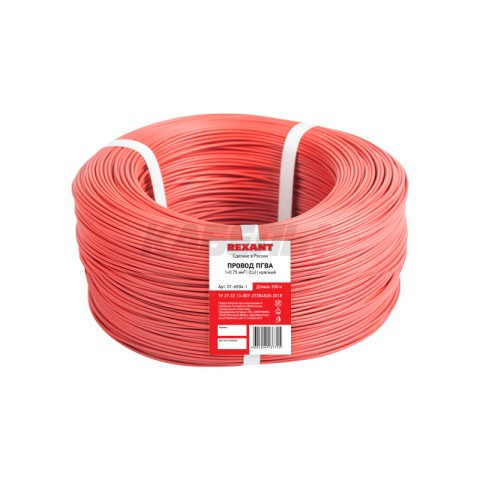 Провод ПГВА 1х0,75мм², красный, бухта 100м REXANT