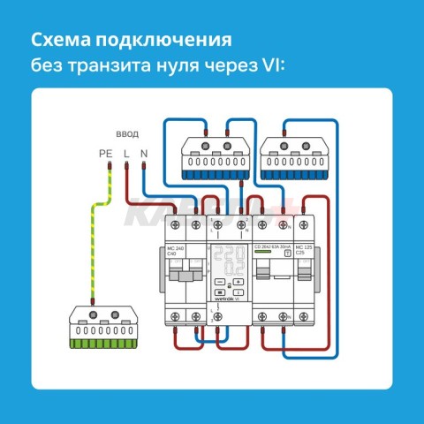 Реле напряжения с контролем тока Welrok VI-63 red