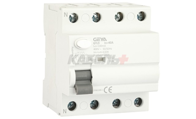 УЗО GYL9-4P-40A-100mA, 4P, 40A, 6 kA, 100mA, тип AC, 4M