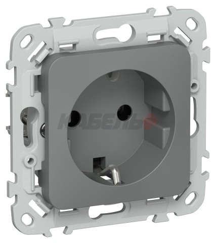 FLITE Розетка с заземлением без защитных шторок безвинтовое крепление 16А РС11-1-ФлМА мокрый асфальт IEK