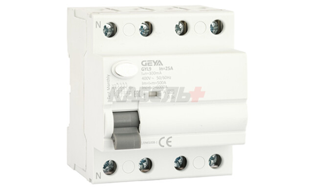 УЗО GYL9-4P-25A-300mA, 4P, 25A, 6 kA, 300mA, тип A, 4M