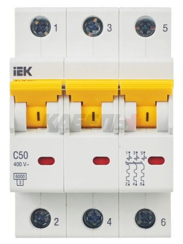 KARAT Автоматический выключатель ВА47-60M 3P C 50А 6кА IEK