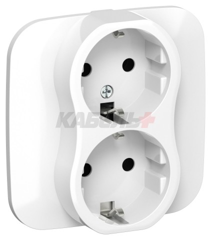 FLITE Розетка 2-местная с заземлением без защитных шторок безвинтовое крепление 16А РС12-1-А-ФлБ белый IEK