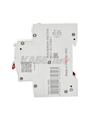 Дифавтомат YON max типа MDR, 1P+N, 30mA, 10A, хар-ка C, 6kA, тип А DKC