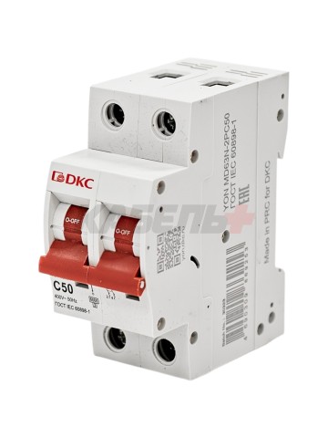 Автоматический выключатель YON max типа MD63N, 6кА, 2 полюса, хар-ка C, 50А DKC