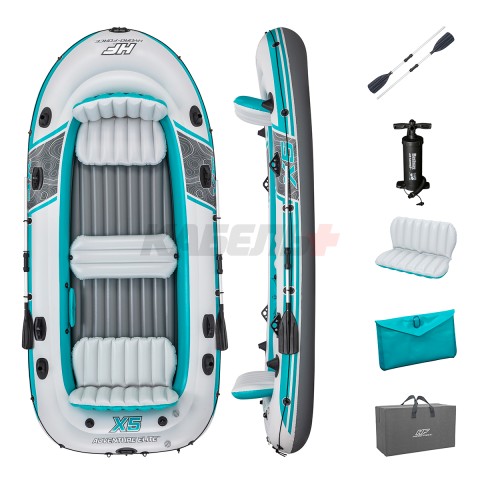 65159 Надувная лодка "Adventure Elite X5 Raft Set" вёсла, насос 364х166см BESTWAY