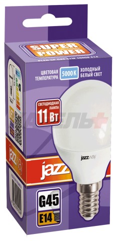 Лампа светодиодная PLED- SP G45 11w E14 5000K 230/50  Jazzway, произв-во Нингбо Элион Импорт & Экспорт Ко., Лтд., Китай