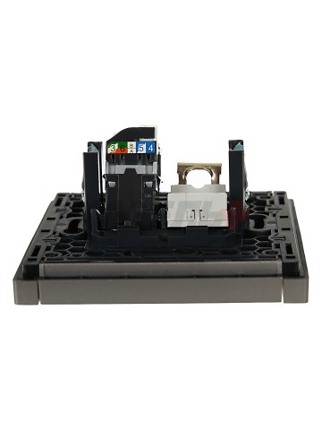 FORTE&PIANO Розетка двойная RJ11+RJ45 кат.5E FP535 сталь IEK