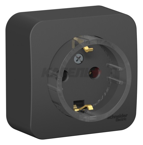 BLANCA О/У РОЗЕТКА с заземлением без шторок, (КОМПАКТ) ИЗОЛ.ПЛ., 16А, 250В, АНТРАЦИТ
