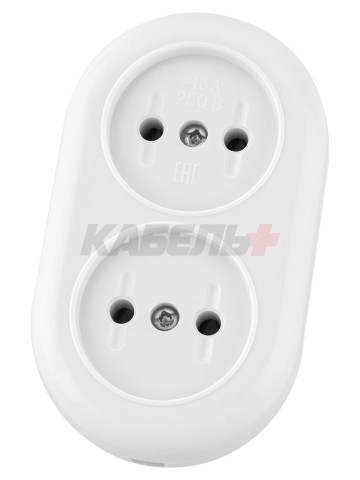 Розеточная колодка 2 гнезда 2П 16А 250B белая "Ретро" (карболит) TDM