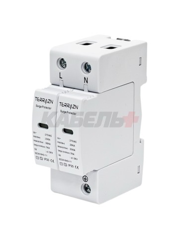 Устройство защиты от импульсных перенапряжений CET-T1T2-AC, 2P, AC275V, 7KA(10/350us), 20-50KA(8/20)us Up<1,5KV
