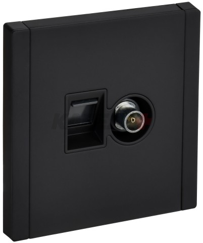 FORTE&PIANO Розетка двойная TV+RJ45 кат.6 FP137M металл черный IEK