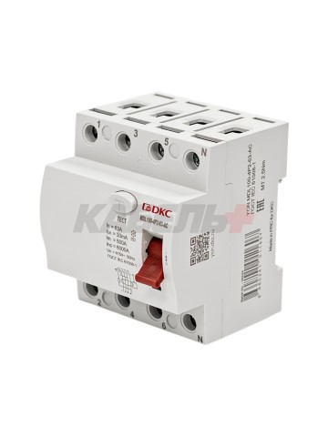 Устройство защитного отключения УЗО ВДТ YON MAX MDL100, 4P, 30mA, 63A, тип АC DKC