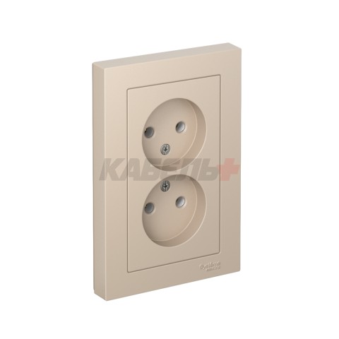 ATLASDESIGN РОЗЕТКА двойная без заземления, 16А, в сборе, ПЕСОЧНЫЙ