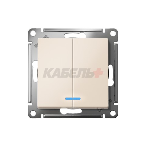ATLASDESIGN 2-клавишный ВЫКЛЮЧАТЕЛЬ с подсветкой, сх.5а, 10АХ, мех., быстрозажим. клем., БЕЖЕВЫЙ