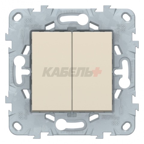 NU521144 UNICA NEW выключатель 2-клавишный, сх. 5, 10 AX, 250 В, бежевый