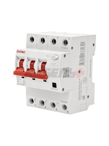 Дифавтомат YON max типа MDR, 3P+N, 30mA, 32A, хар-ка C, 6kA, тип A DKC