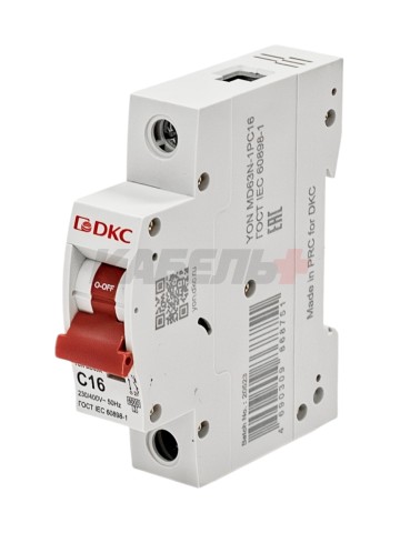 Автоматический выключатель YON max типа MD63N, 6кА, 1 полюс, хар-ка C, 16А DKC