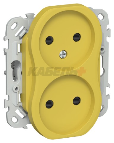 FLITE Розетка 2-местная без заземления с защитными шторками 10А РСш02-0-ФлЖК желтый карри IEK