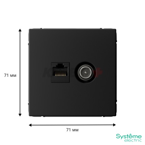 ARTGALLERY РОЗЕТКА двойная ТВ + компьютерная RJ45, кат. 5Е, КАРБОН