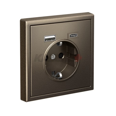 ARTGALLERY РОЗЕТКА 16А с 2 USB A+C, 5В/2,4А/3,0А, 2х5В/1,5А, механизм, МОККО