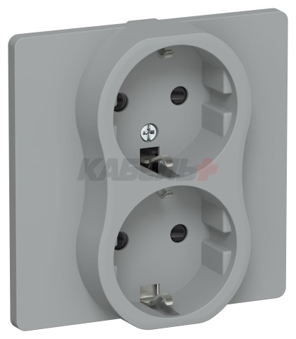 FLITE Розетка 2-местная с заземлением с защитными шторками безвинтовое крепление 16А РСш12-1-К-ФлС серый IEK