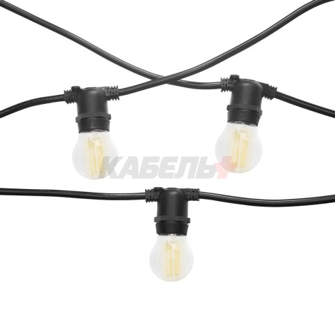 Гирлянда Белт Лайт Gen-Beltlight-20M-40E27-IP65 Black (Шаг 50См/16а/2*1,5mm +1,5m шнур)