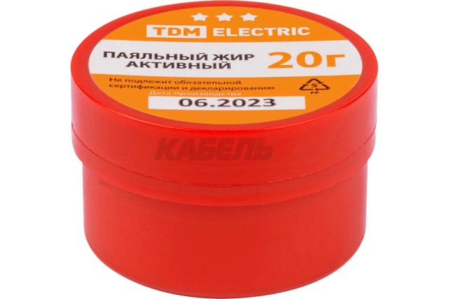Флюс для пайки, паяльный жир активный, 20 г, банка, инд. упаковка, серия "Алмаз" TDM
