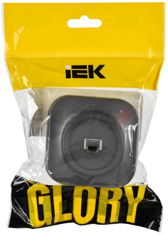 GLORY Розетка для открытой установки компьютерная RJ45 кат.5E РК10-ХСм сталь матовый IEK
