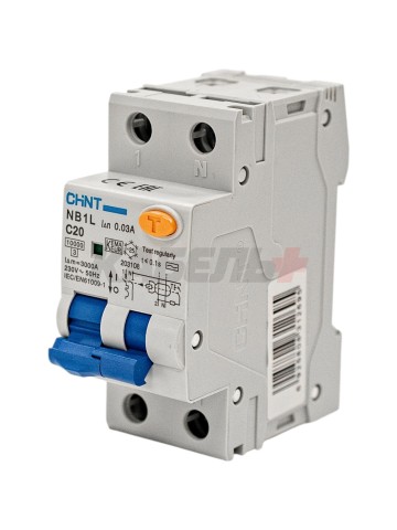Диф. автомат NB1L 1P+N C20 30mA тип AC 10kA (36mm) (R)