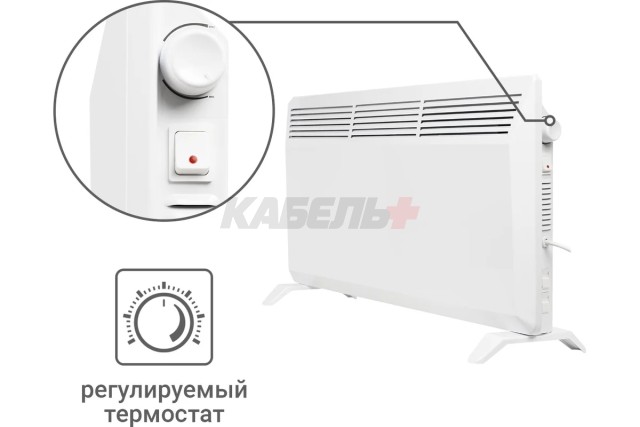 Конвектор электрический ЭК-2000X, термостат, ножки, белый, 2000 Вт, TDM