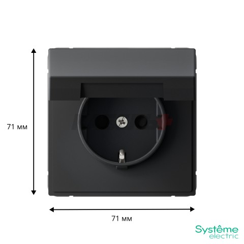 ARTGALLERY РОЗЕТКА с заземл. со шторк. с крышк., 16А, IP20, механизм, быстрозажим. клем., КАРБОН