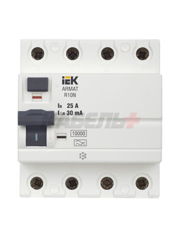 ARMAT Выключатель дифференциального тока R10N 4P 25А 30мА тип A IEK