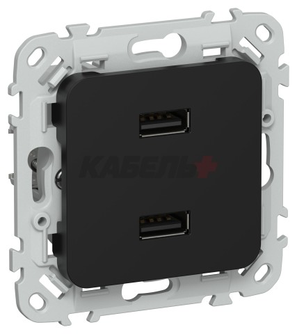 FLITE Розетка USB A+A 3,1А РЮ-2-ФлЧ черный IEK