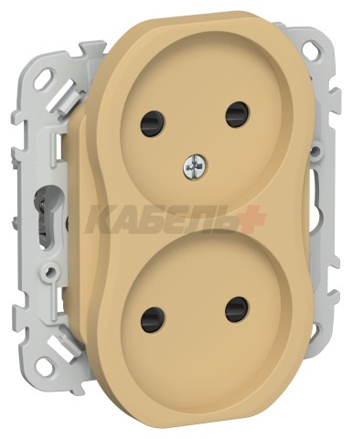 FLITE Розетка 2-местная без заземления с защитными шторками безвинтовое крепление 10А РСш02-1-ФлШм шамуа IEK