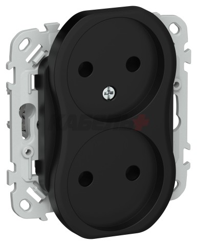 FLITE Розетка 2-местная без заземления без защитных шторок безвинтовое крепление 10А РС02-1-ФлЧ черный IEK