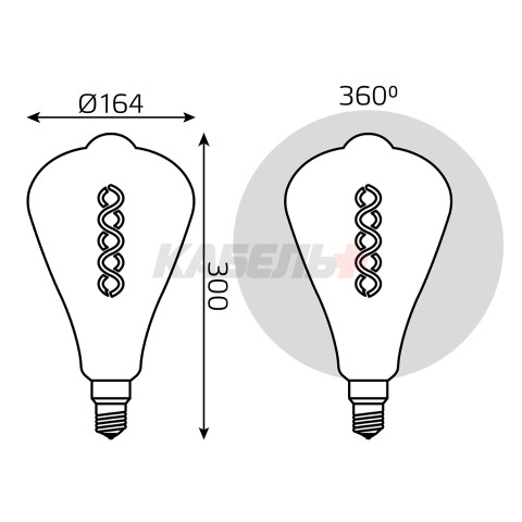 Лампа Gauss Filament ST164 8.5W 660lm 2000К Е27 golden flexible LED 1/6