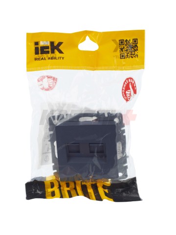 BRITE Розетка двойная RJ11+RJ45 кат.5E РК/Т12-БрМ маренго IEK