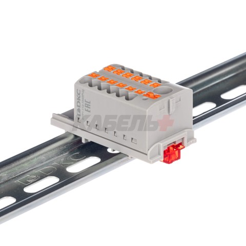 Блок распределительный, зажим push-in, 1 ввод 6 кв.мм, 12 точек подключения 2,5 кв.мм, красный DKC