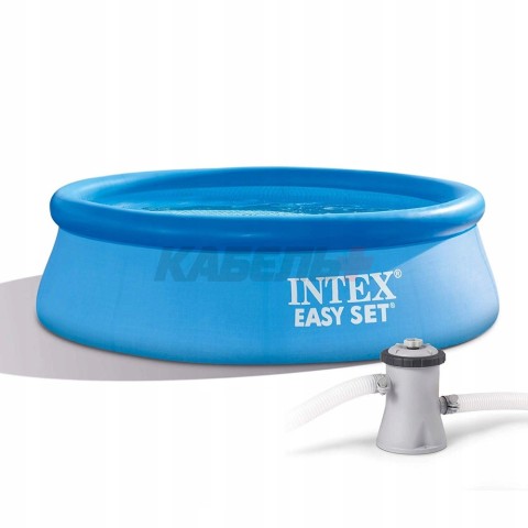 28108NP Бассейн надувной круглый EASY SET 244х61см с фильтр-насосом 1250л/ч INTEX