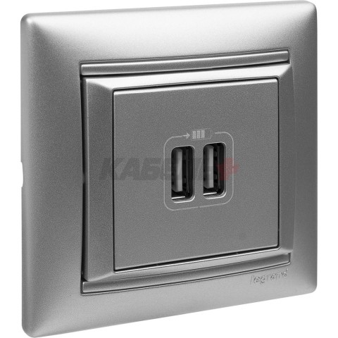 VALENA Розетка USB A+A 15Вт алюминий