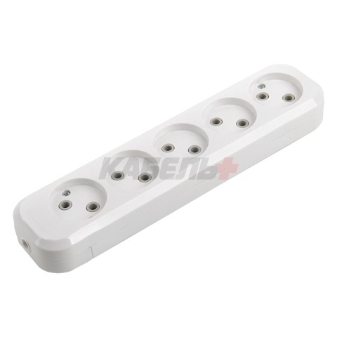 Розеточная колодка GSB-10-5-IP20 Classic, 10А, 5 мест, б/з, б/в, IP20, 1/50