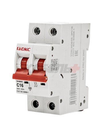 Автоматический выключатель YON max типа MD63S, 4,5кА, 2 полюса, хар-ка C, 16А DKC
